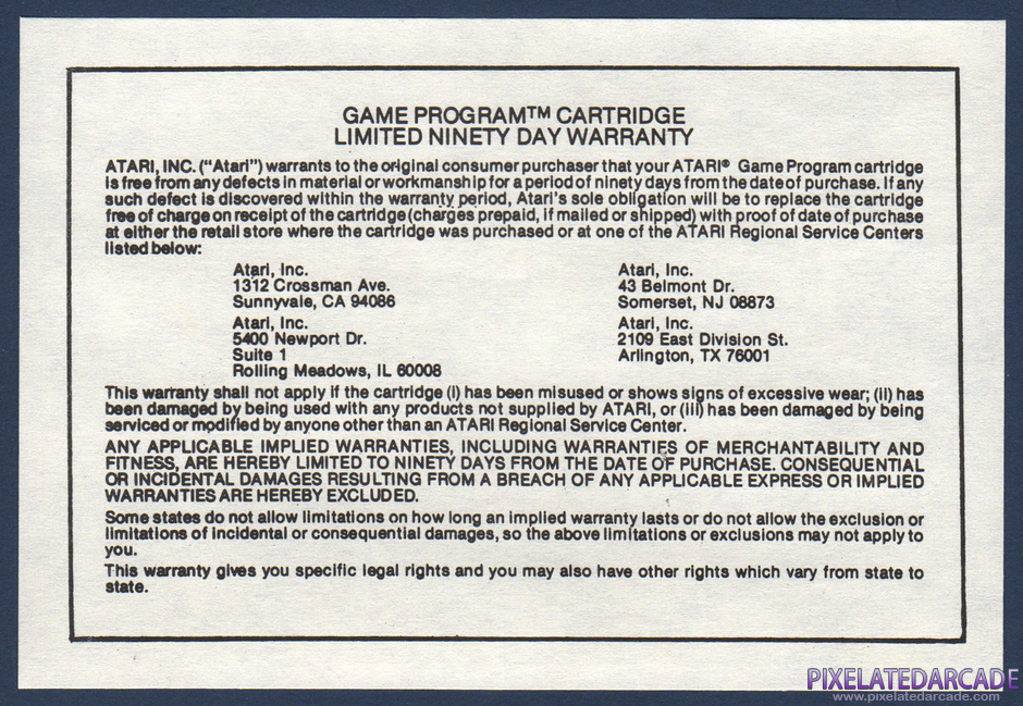 Super Breakout Package Contents: Warranty information card Super Breakout Package Contents: Warranty information card