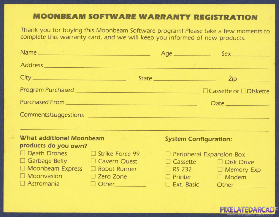 Garbage Belly Package Contents: Warranty registration card - Back Garbage Belly Package Contents: Warranty registration card - Back