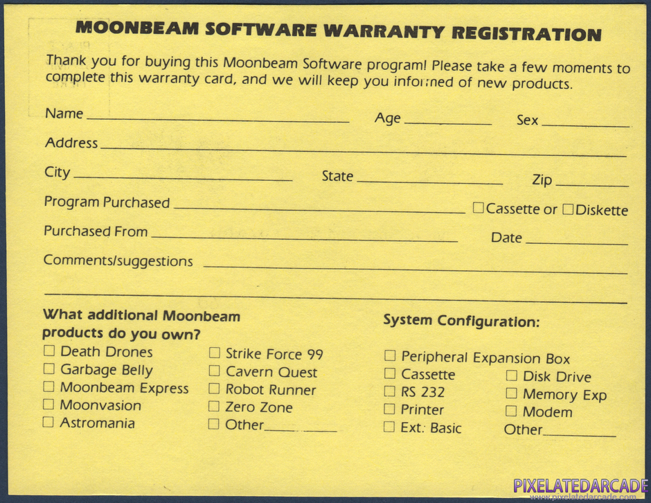 Strike Force 99 Package Contents: Warranty registration card - Back Strike Force 99 Package Contents: Warranty registration card - Back