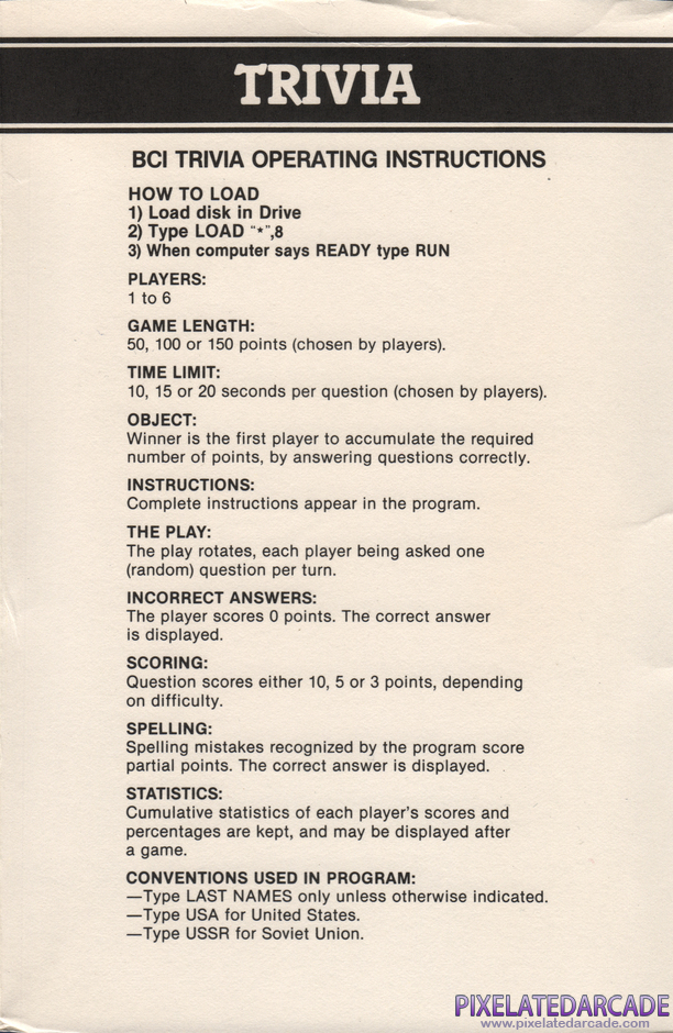 Entertainment Trivia Package Contents: Game instructions - Scan Entertainment Trivia Package Contents: Game instructions - Scan