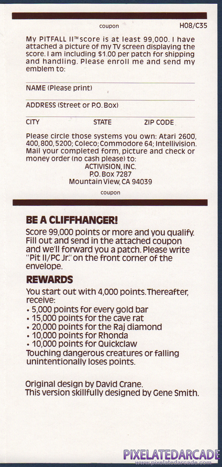 Pitfall II: Lost Caverns Package Contents: Instruction manual - Page 3 Pitfall II: Lost Caverns Package Contents: Instruction manual - Page 3