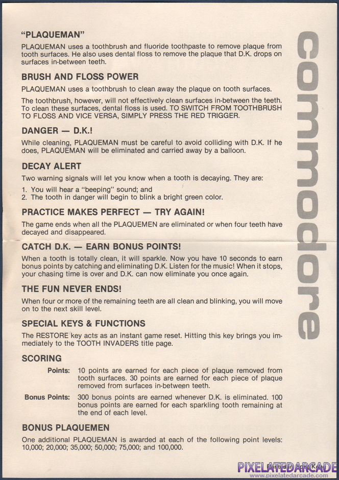 Tooth Invaders Package Contents: Instruction sheet - Back Tooth Invaders Package Contents: Instruction sheet - Back