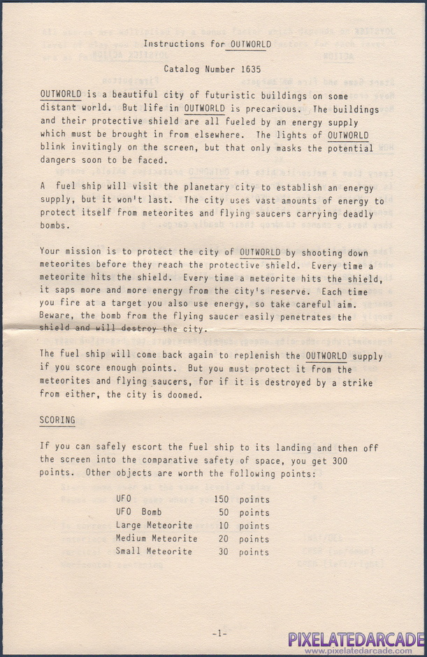 Outworld Package Contents: Instruction manual - Page 1 Outworld Package Contents: Instruction manual - Page 1