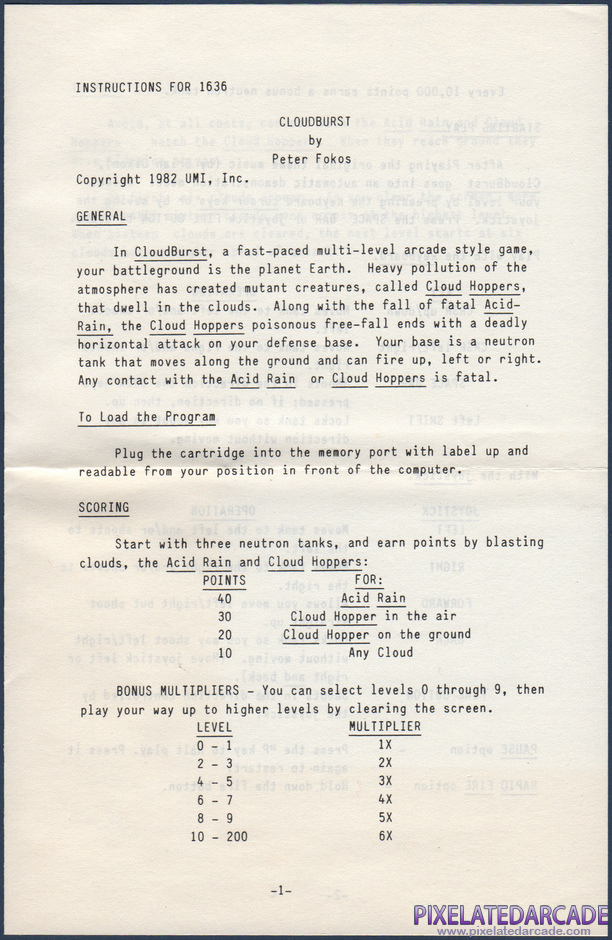 Cloudburst Package Contents: Instruction manual - Page 1 Cloudburst Package Contents: Instruction manual - Page 1