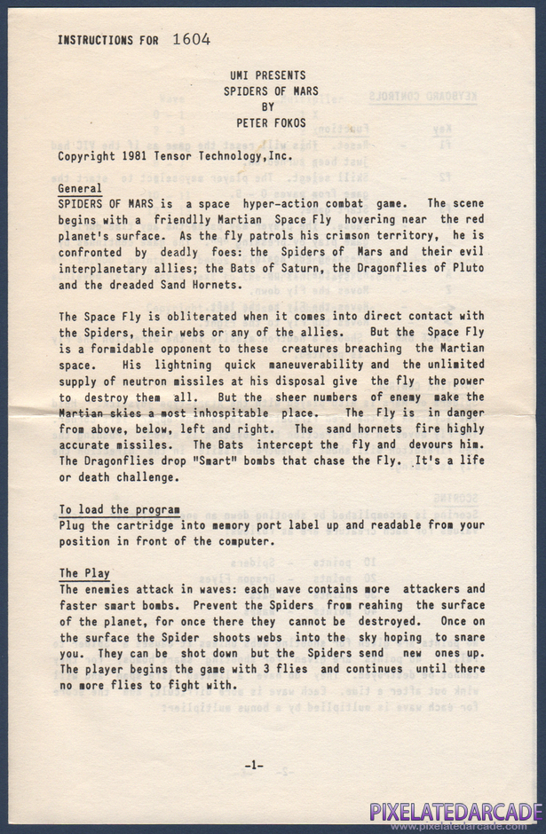 Spiders of Mars Package Contents: Instruction manual - Page 1 Spiders of Mars Package Contents: Instruction manual - Page 1
