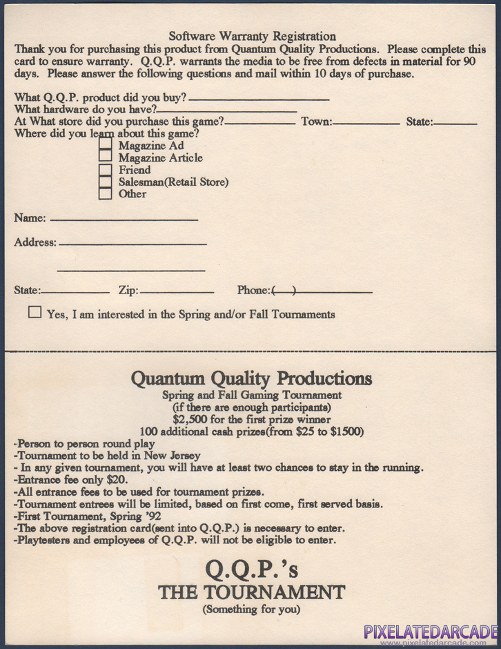The Perfect General Package Contents: Warranty registration card - Back
