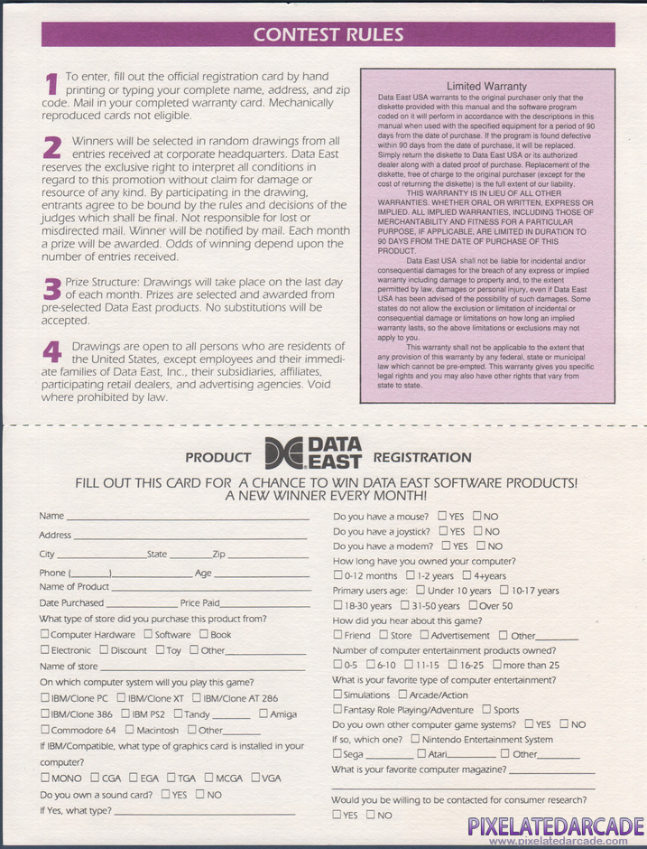 Full Metal Planet Package Contents: Warranty registration card - Inside Full Metal Planet Package Contents: Warranty registration card - Inside