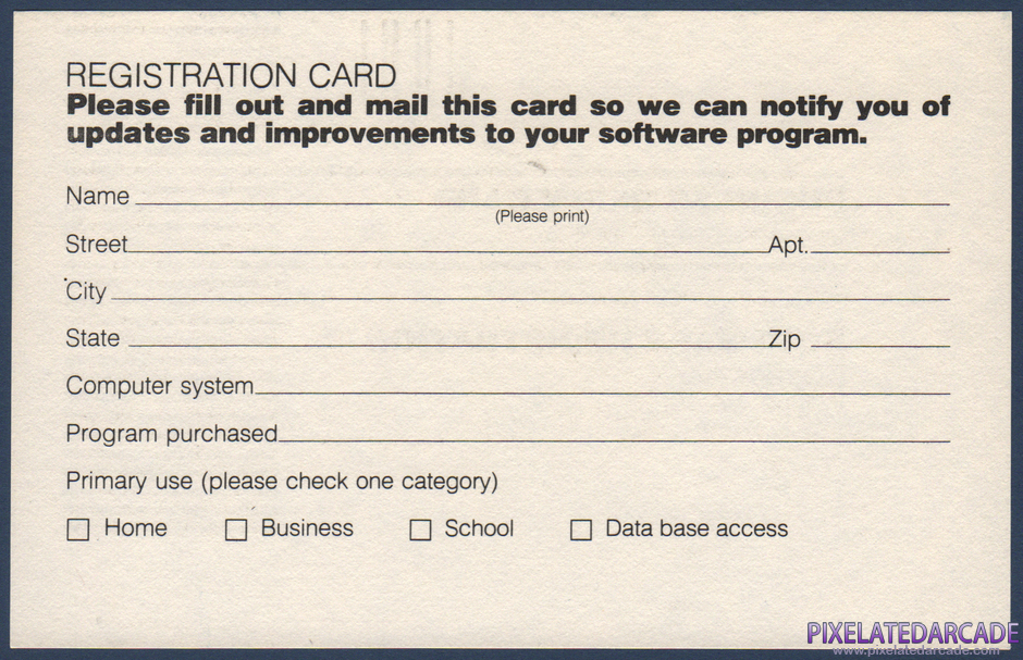 Quad Package Contents: Warranty registration card - Back Quad Package Contents: Warranty registration card - Back