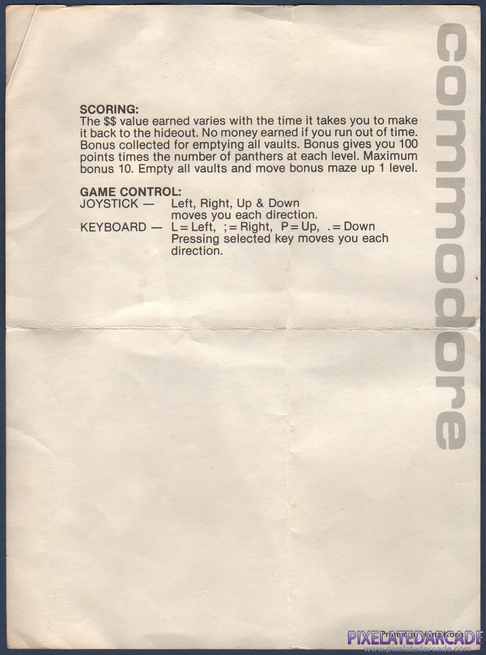 Raid on Fort Knox Package Contents: Instruction sheet - Back