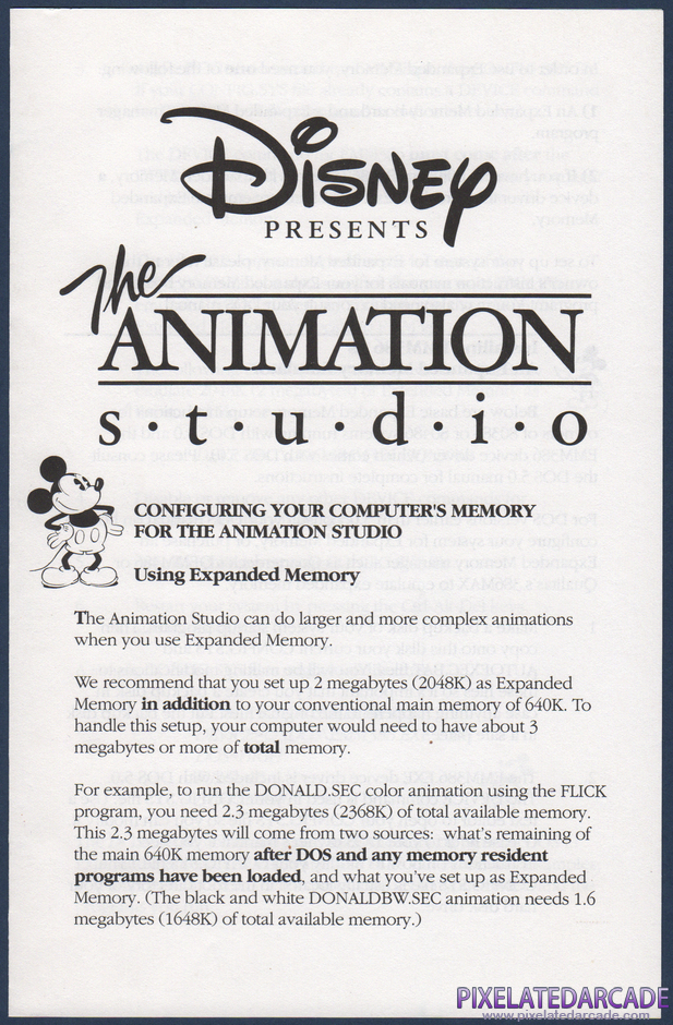 The Animation Studio Package Contents: Technical addendum - Page 1