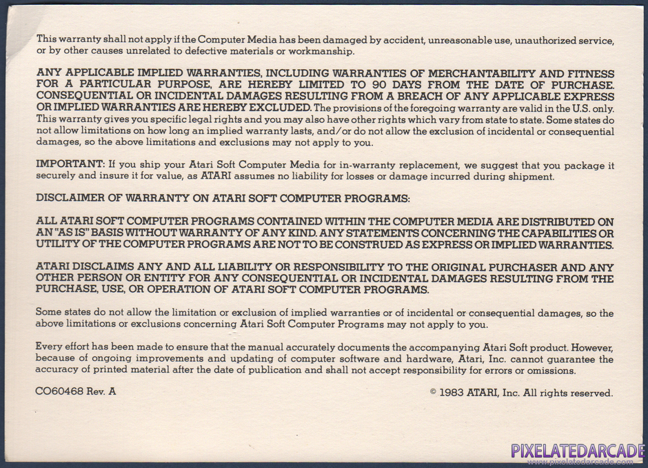 Protector II Package Contents: Warranty information card - Back