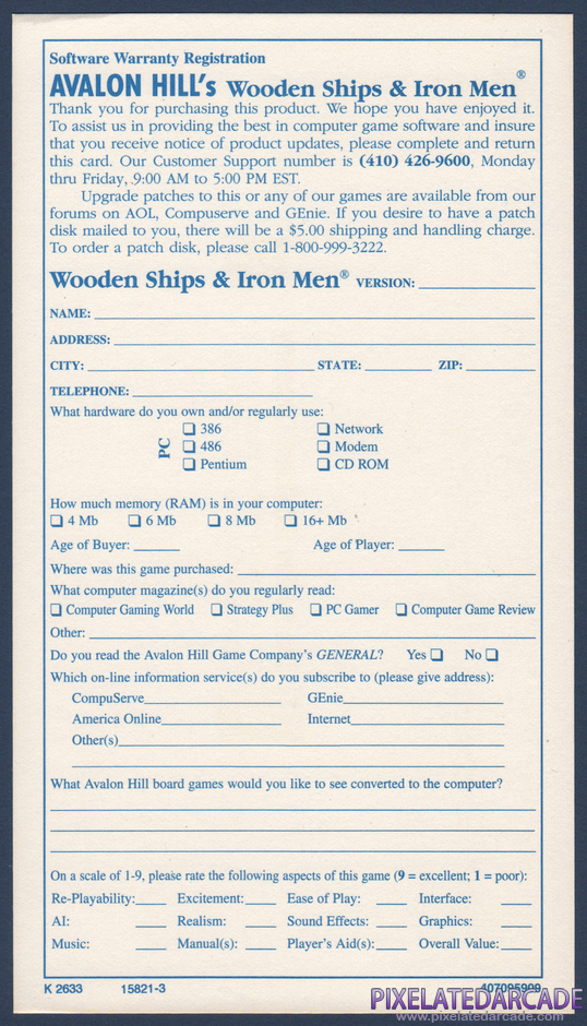 Wooden Ships & Iron Men Package Contents: Warranty registration card - Back Wooden Ships & Iron Men Package Contents: Warranty registration card - Back