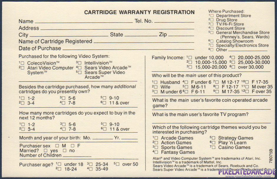 Lady Bug Package Contents: Warranty registration card - Back