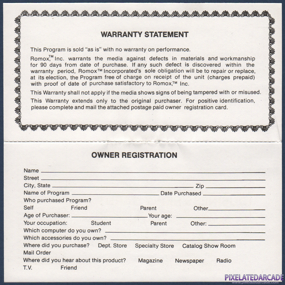 Hen Pecked Package Contents: Warranty registration card - Back Hen Pecked Package Contents: Warranty registration card - Back
