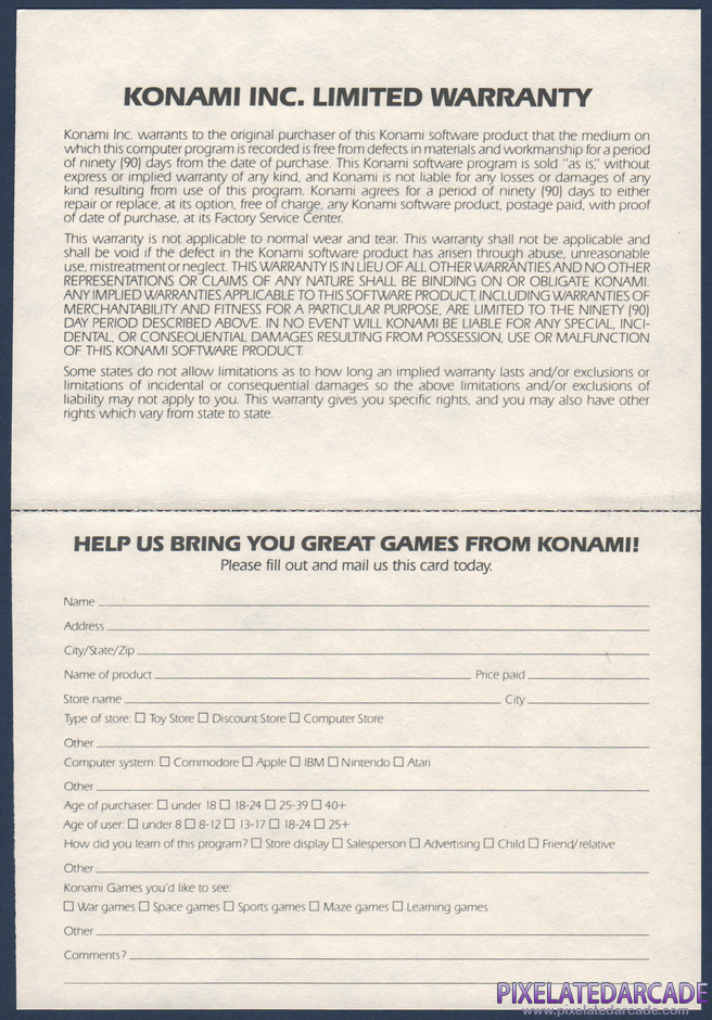 Jackal Package Contents: Warranty registration card - Back
