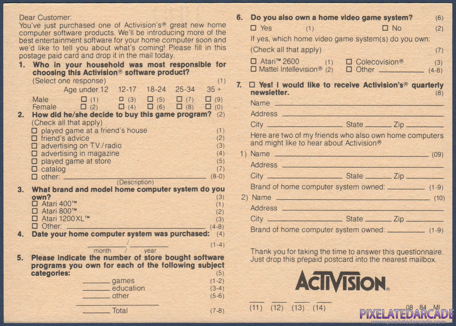Pitfall! Package Contents: Warranty registration card - Back Pitfall! Package Contents: Warranty registration card - Back
