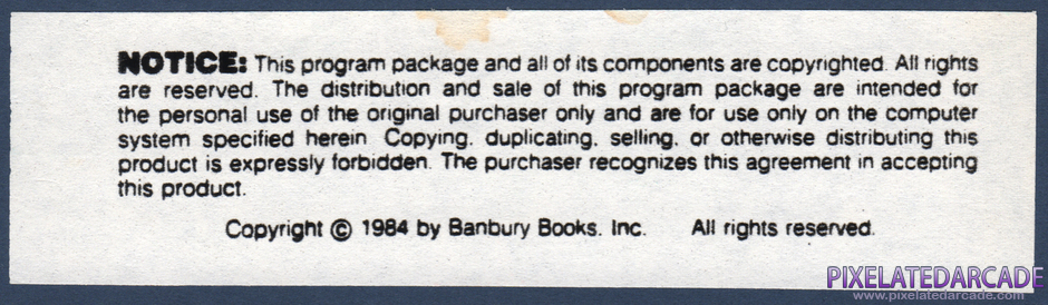 Signplay Package Contents: Copyright notice sheet