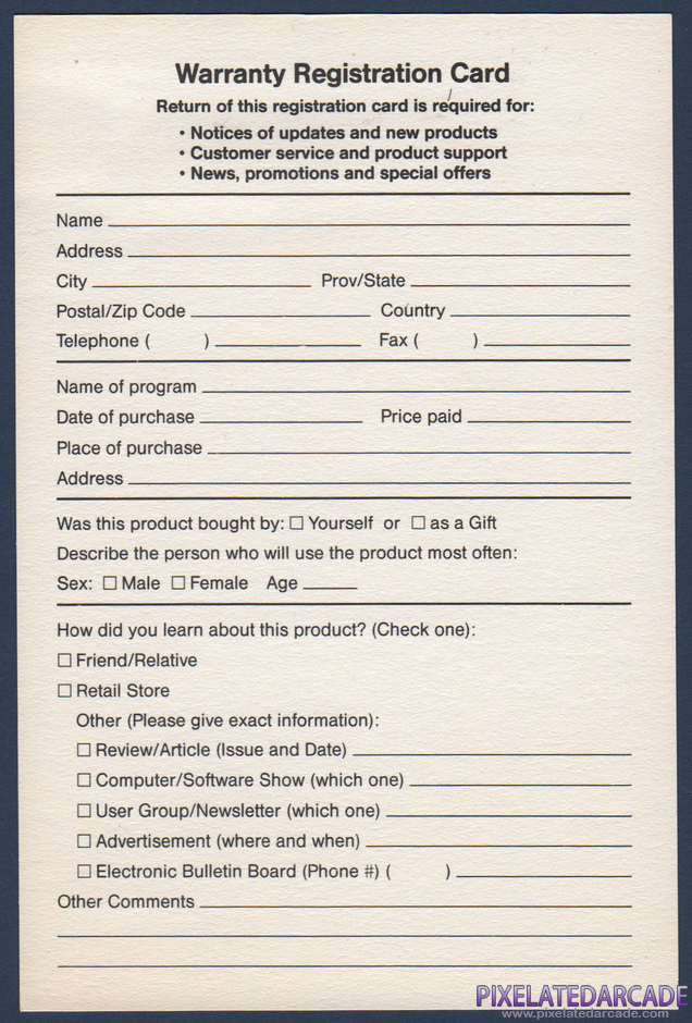 Labyrinth Package Contents: Warranty registration card - Back Labyrinth Package Contents: Warranty registration card - Back