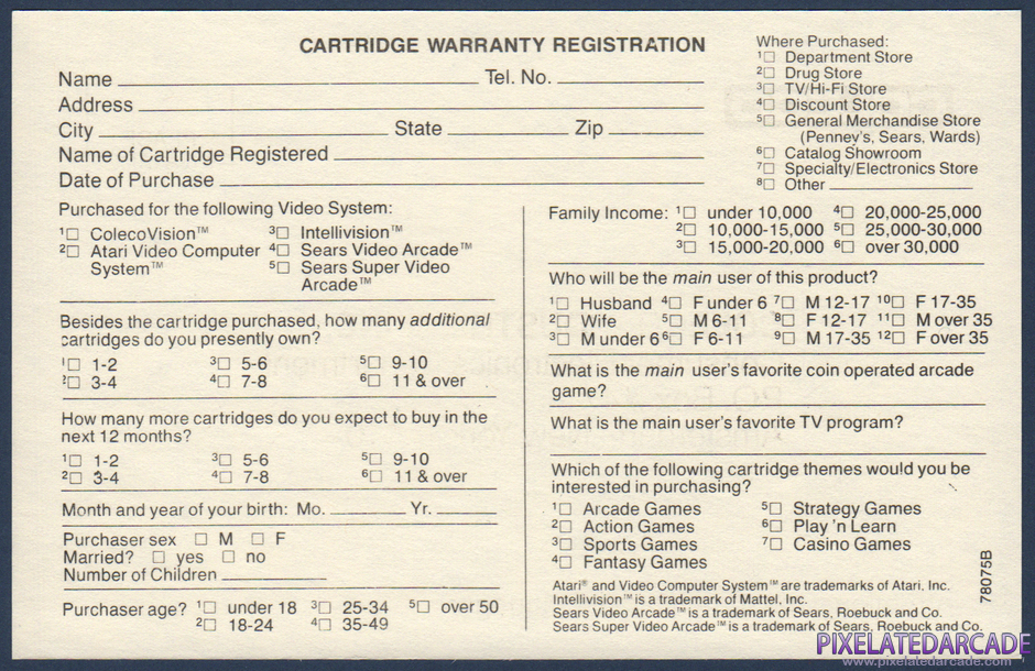 Carnival Package Contents: Warranty registration card - Back Carnival Package Contents: Warranty registration card - Back