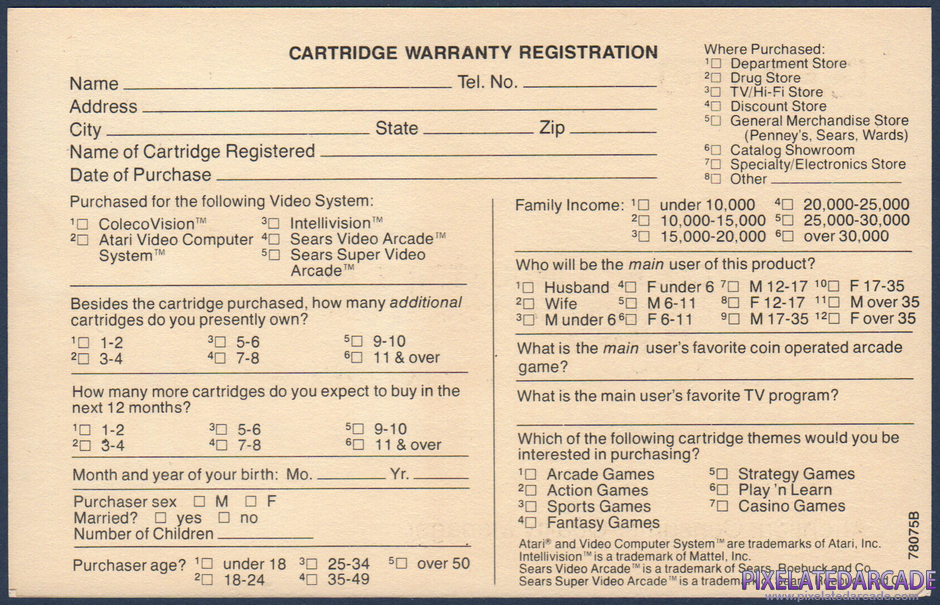 Carnival Package Contents: Warranty registration card - Back Carnival Package Contents: Warranty registration card - Back