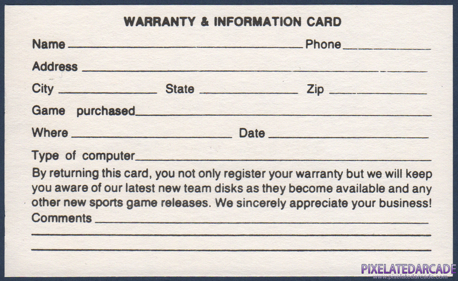 TKO Pro Boxing Package Contents: Warranty registration card - Back