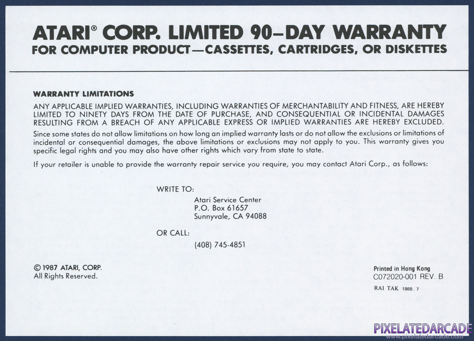 Kangaroo Package Contents: Warranty information card - Front Kangaroo Package Contents: Warranty information card - Front