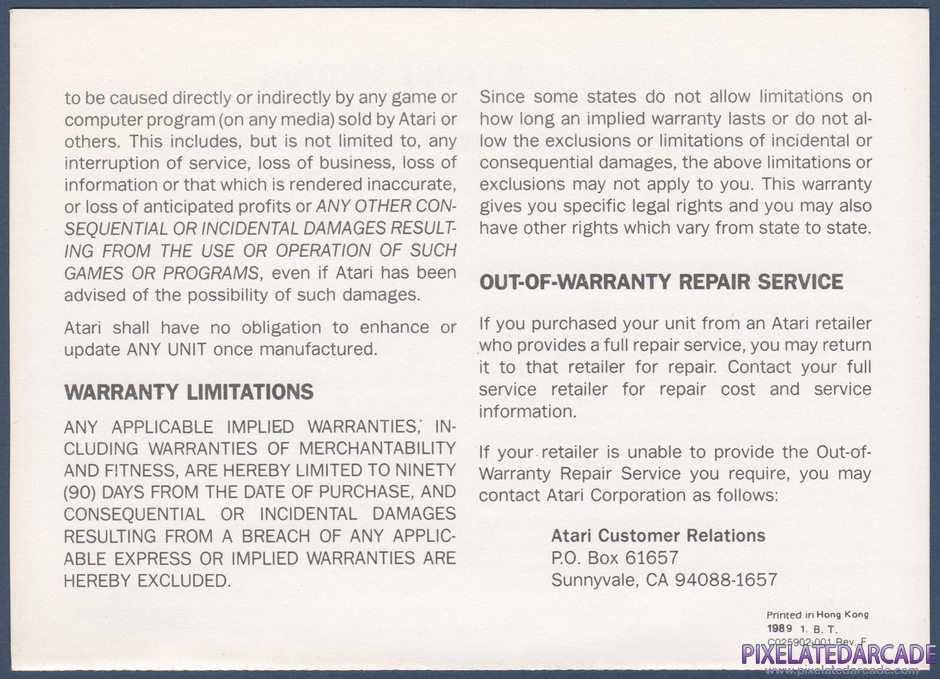 RealSports Baseball Package Contents: Warranty registration card - Back RealSports Baseball Package Contents: Warranty registration card - Back