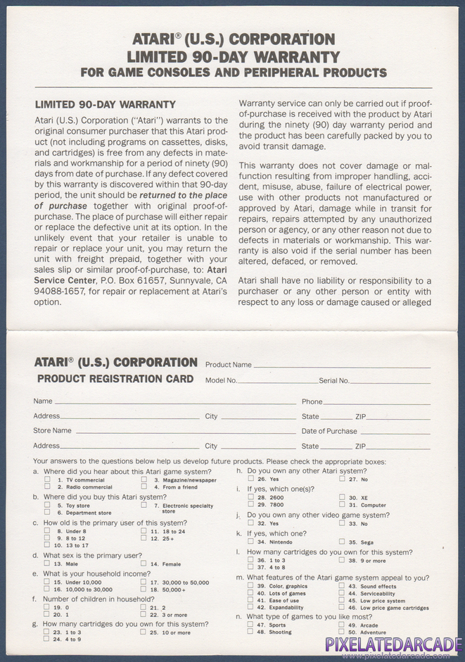 RealSports Baseball Package Contents: Warranty registration card - Inside RealSports Baseball Package Contents: Warranty registration card - Inside