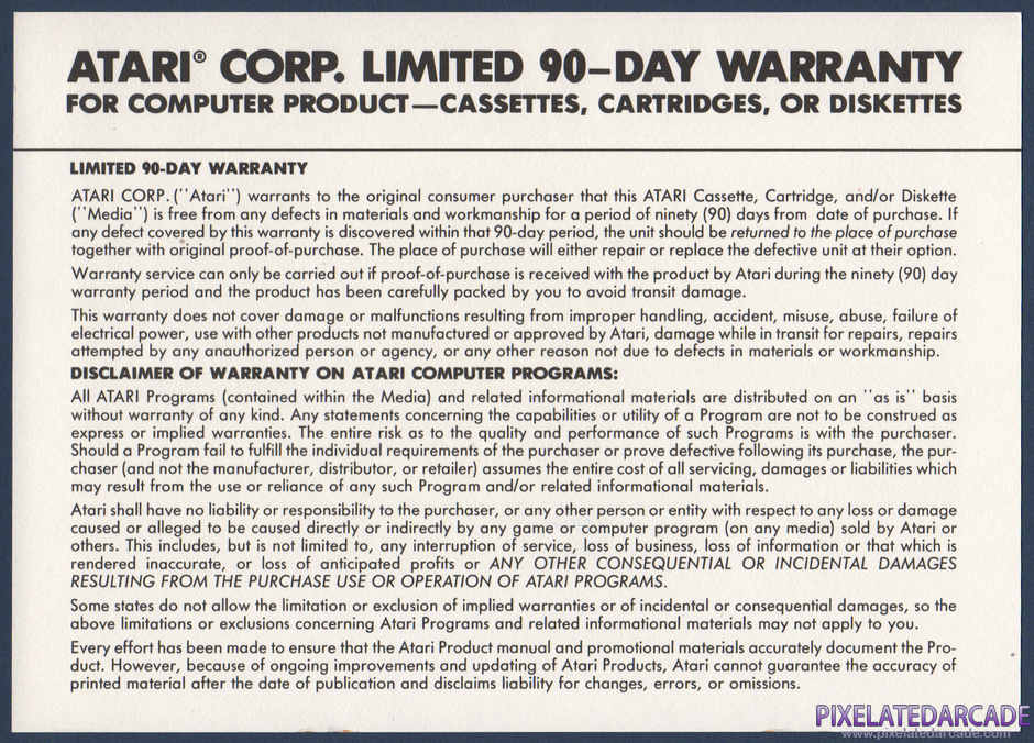 RealSports Soccer Package Contents: Warranty information card - Back