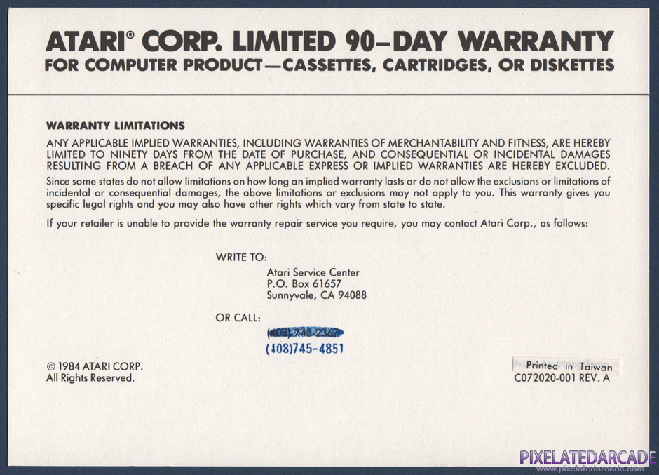 RealSports Soccer Package Contents: Warranty information card - Front