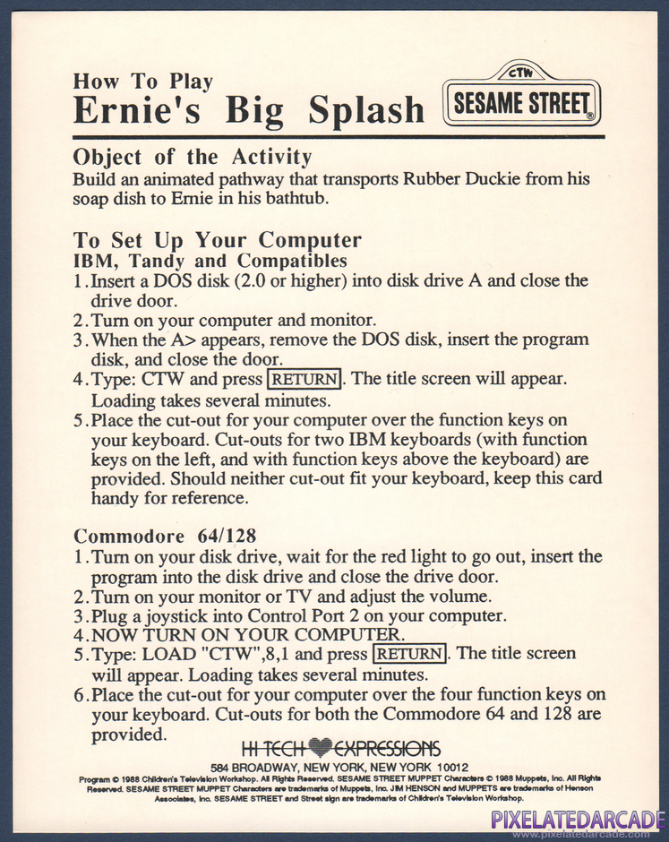 Sesame Street Learning Library: Volume Two Package Contents: Ernie's Big Splash reference card - Front Sesame Street Learning Library: Volume Two Package Contents: Ernie's Big Splash reference card - Front