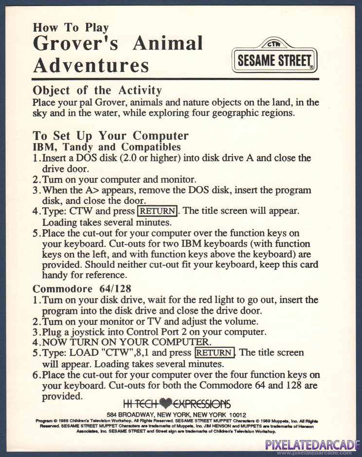 Sesame Street Learning Library: Volume Two Package Contents: Grover's Animal Adventures reference card - Front Sesame Street Learning Library: Volume Two Package Contents: Grover's Animal Adventures reference card - Front