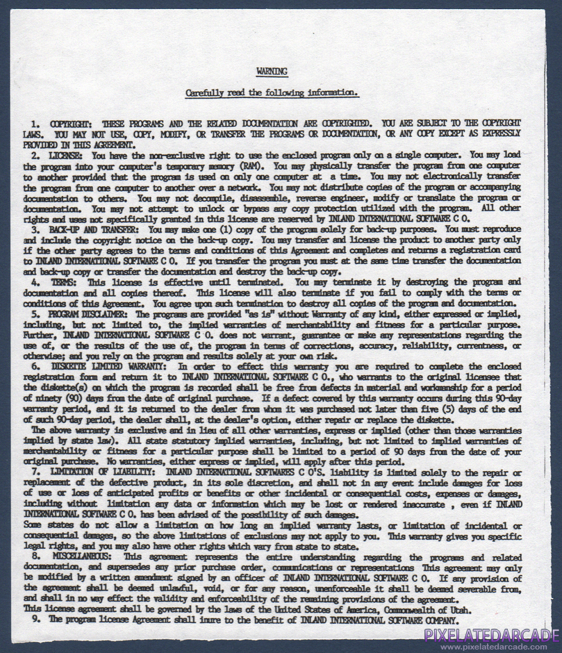 The Crusade Package Contents: Copyright information card The Crusade Package Contents: Copyright information card