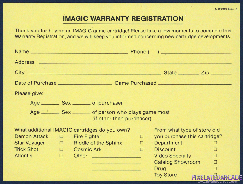 Moonsweeper Package Contents: Warranty registration card - Back Moonsweeper Package Contents: Warranty registration card - Back