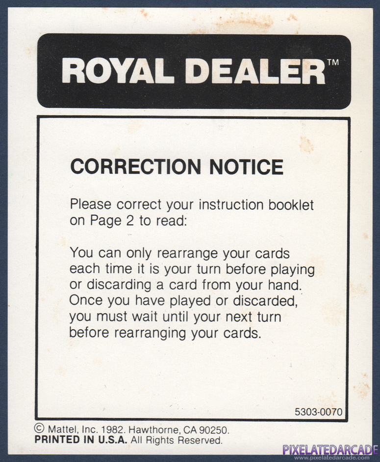Royal Dealer Package Contents: Instruction manual addendum - Scan Royal Dealer Package Contents: Instruction manual addendum - Scan