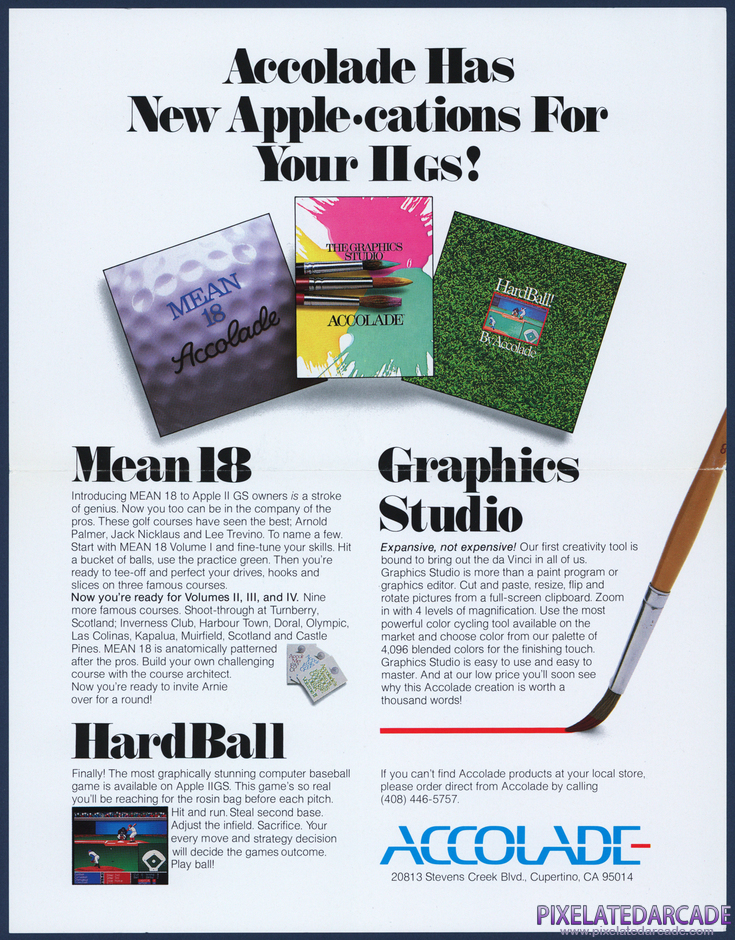 Mean 18 Famous Course Disk Volume II Package Contents: Accolade Apple IIgs product flyer Mean 18 Famous Course Disk Volume II Package Contents: Accolade Apple IIgs product flyer
