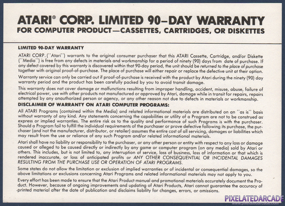 Ninja Golf Package Contents: Warranty information card - Back Ninja Golf Package Contents: Warranty information card - Back