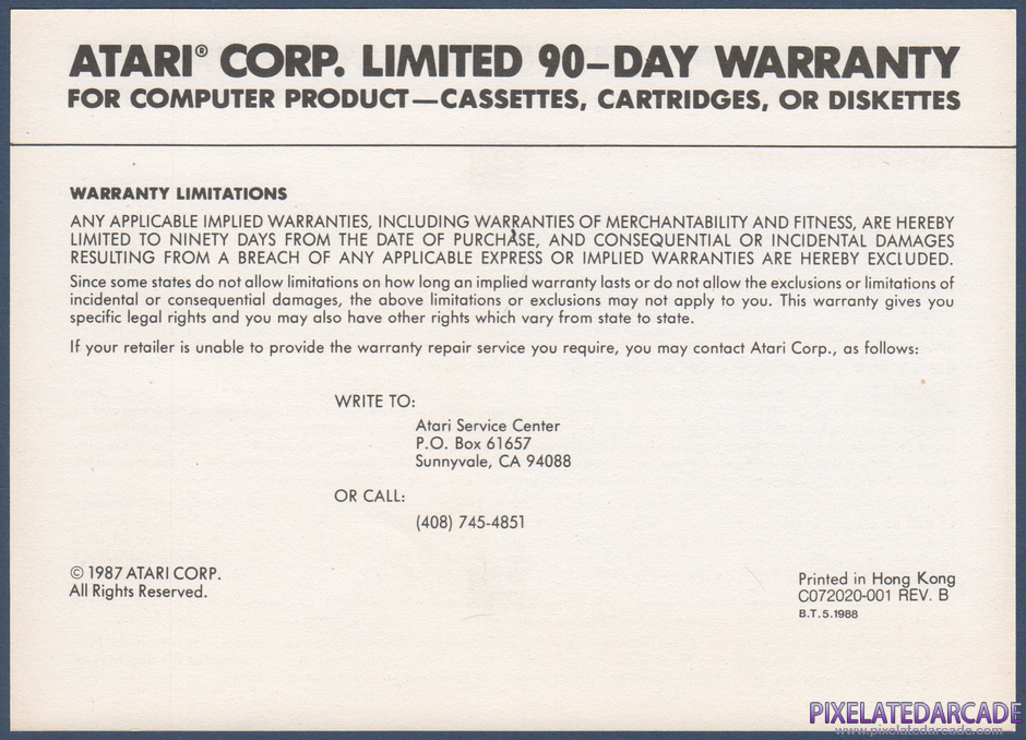 BasketBrawl Package Contents: Warranty information card - Front BasketBrawl Package Contents: Warranty information card - Front
