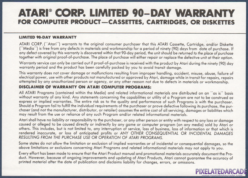 Planet Smashers Package Contents: Warranty information card - Back Planet Smashers Package Contents: Warranty information card - Back