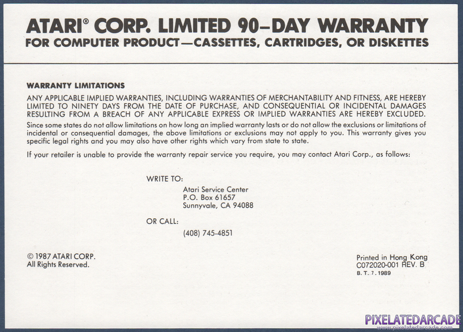 Planet Smashers Package Contents: Warranty information card - Front Planet Smashers Package Contents: Warranty information card - Front