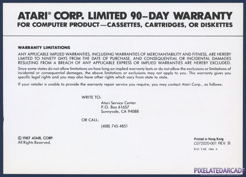 Crossbow Package Contents: Warranty information card - Front Crossbow Package Contents: Warranty information card - Front