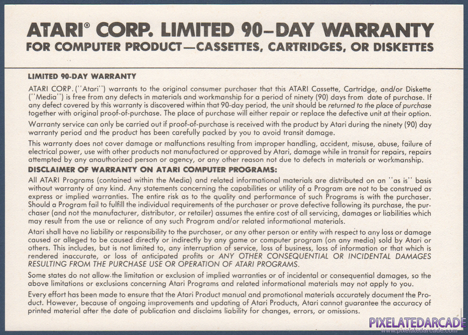 Crossbow Package Contents: Warranty information card - Back Crossbow Package Contents: Warranty information card - Back