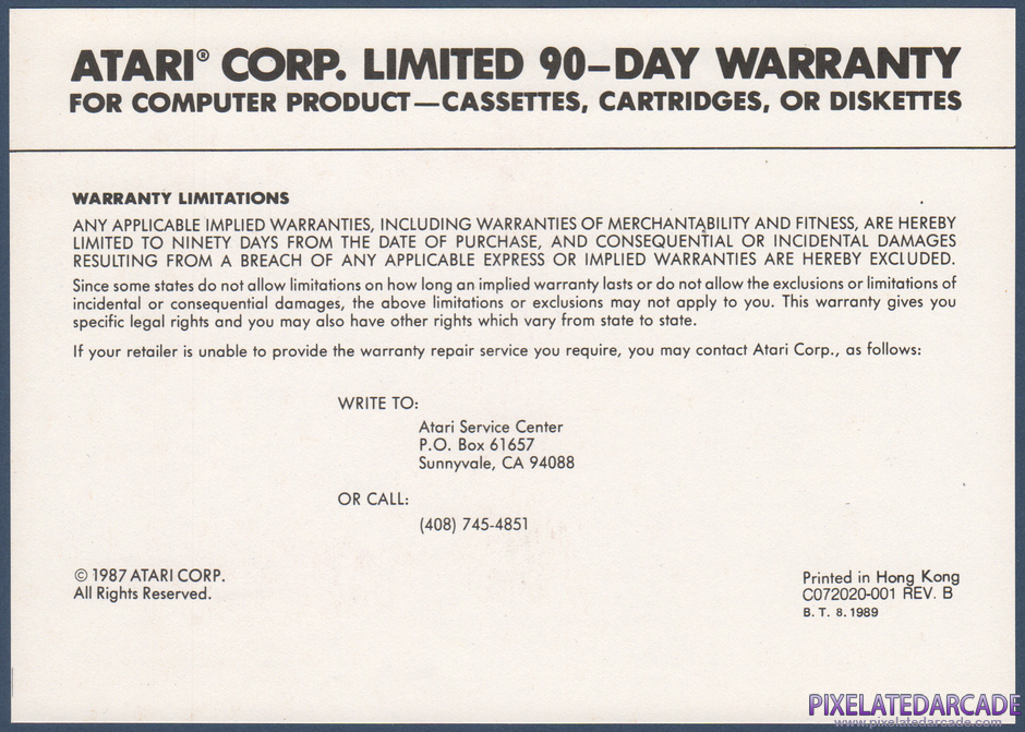 Crossbow Package Contents: Warranty information card - Front Crossbow Package Contents: Warranty information card - Front
