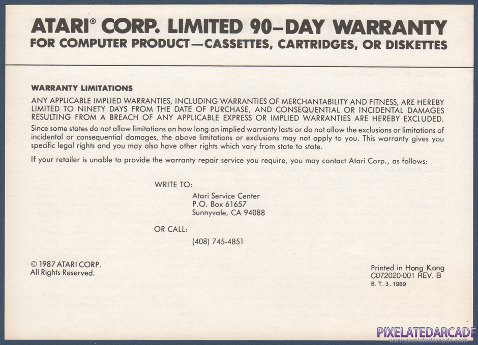 Crack'ed Package Contents: Warranty information card - Front Crack'ed Package Contents: Warranty information card - Front