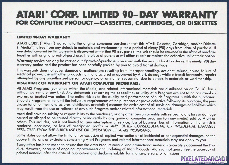 Dark Chambers Package Contents: Warranty information card - Back