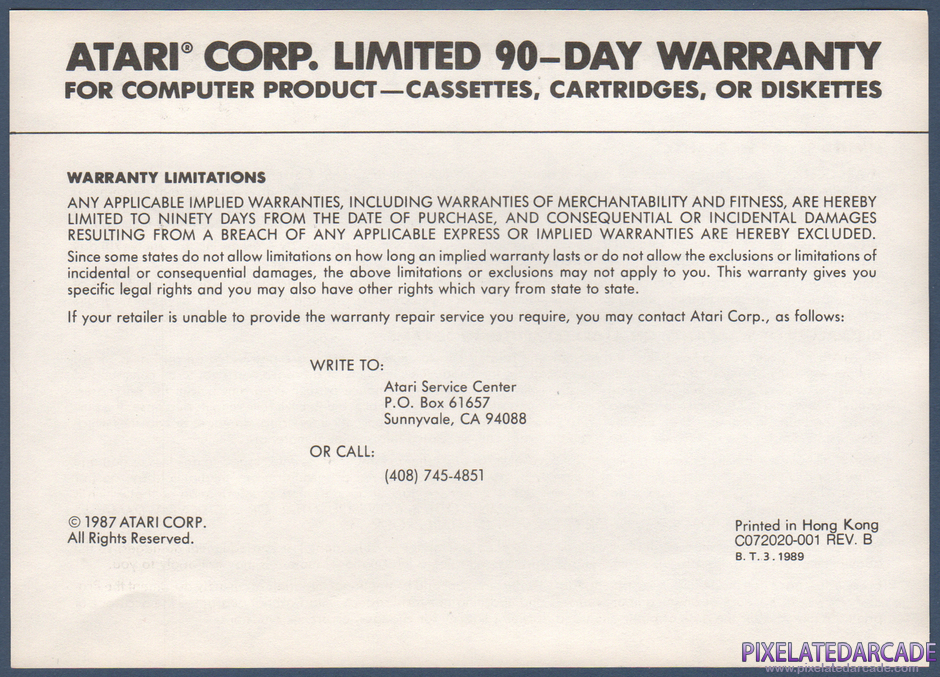 Dark Chambers Package Contents: Warranty information card - Front Dark Chambers Package Contents: Warranty information card - Front