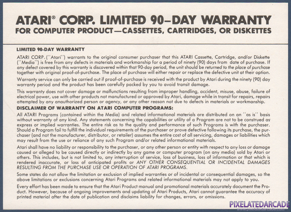 Jinks Package Contents: Warranty information card - Back