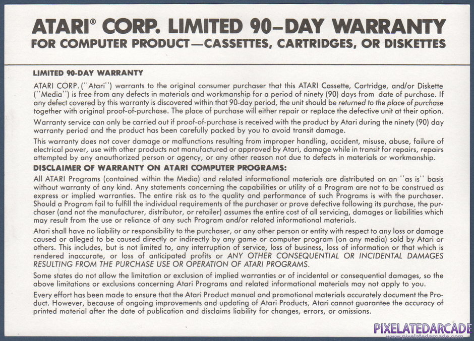 Barnyard Blaster Package Contents: Warranty information card - Back