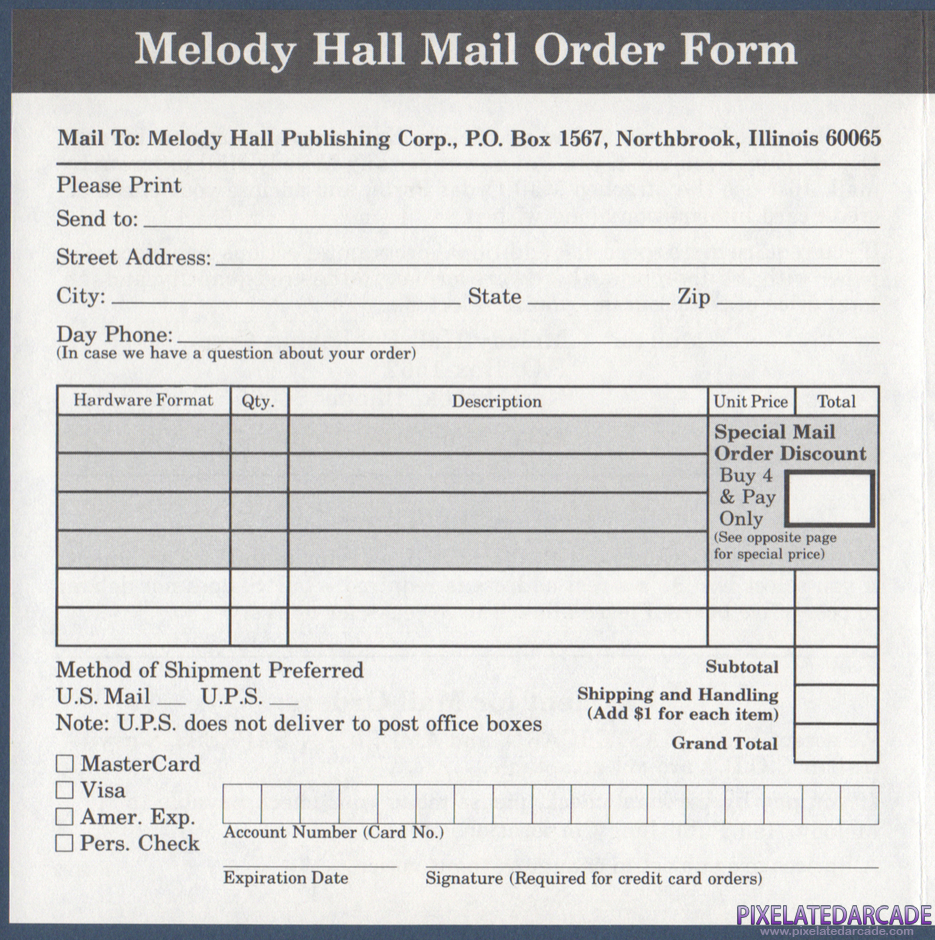 Wall Street Package Contents: Melody Hall mail order form - Page 2 Wall Street Package Contents: Melody Hall mail order form - Page 2