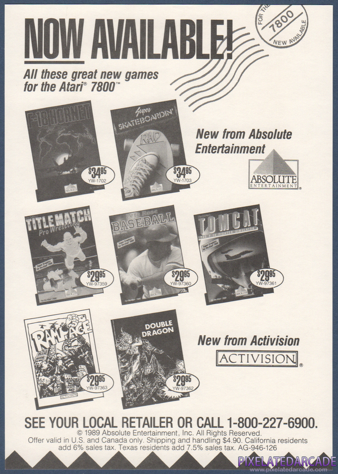 River Raid II Package Contents: Atari 7800 games flyer